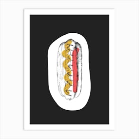 Kitchen Pop Hot Dog Off Black Art Print