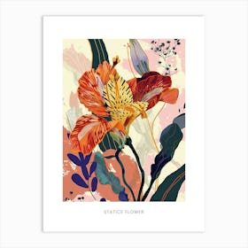 Colourful Flower Illustration Poster Statice Flower 2 Art Print