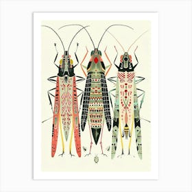 Colourful Insect Illustration Cricket 9 Art Print