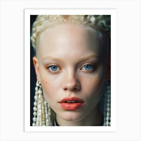 Portrait Of Albino Girl With Freckles and blue eyes 4 Art Print