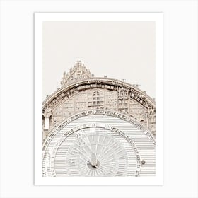 Astronomical Clock Prague Boho Landmark Illustration Art Print