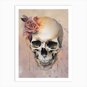 Skull With Flower Art Print