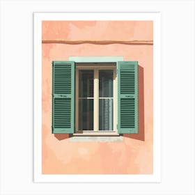 Green Shutters On A Pink Wall Art Print