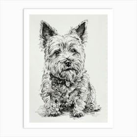 Terrier Dog Line Sketch 4 Art Print