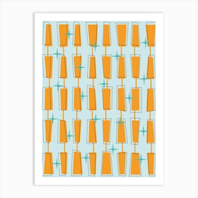 Mid Century Atomic Blocks Aqua, and Orange Art Print