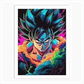 Goku Dragon Ball Z Neon Iridescent (27) Art Print