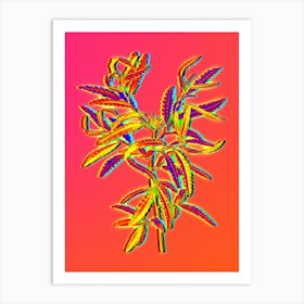 Neon Sweetfern Botanical in Hot Pink and Electric Blue n.0486 Art Print