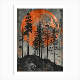 Full Moon Over Trees Art Print