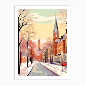 Vintage Winter Travel Illustration Glasgow United Kingdom 1 Art Print