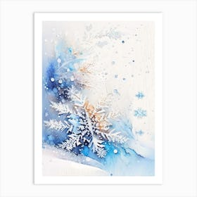 Winter, Snowflakes, Storybook Watercolours 1 Art Print