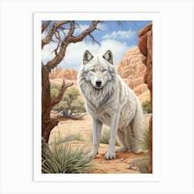 Tundra Wolf Desert Scenery 3 Art Print