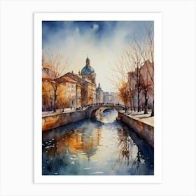 Watercolour Of A Canal Art Print