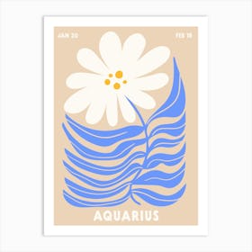 Aquarius Print Zodiac Poster Astrology Wall Decor Flower Market Botanical Art Print