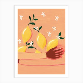 Woman Holding Lemons Art Print