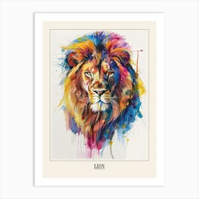 Lion Colourful Watercolour 2 Poster Art Print