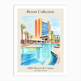 Poster Of Aria Resort Collection & Casino   Las Vegas, Nevada  Resort Collection Storybook Illustration 2 Art Print