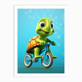 Animated Turtle Riding A Bike Art Print