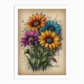 Daisy Bouquet Art Print