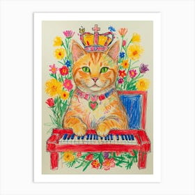 Cat Playing Piano Art Print