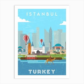 Istanbul, Turkey — Retro travel minimalist poster 3 Art Print