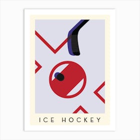 Ice Hockey Minimalist Illustration Art Print