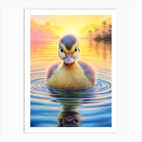 Ducklings Floating Along The Water 4 Art Print