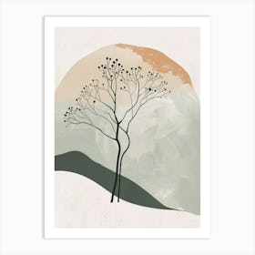 Ebony Tree Minimal Japandi Illustration 1 Art Print