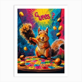 Squirrel On A Board Game Art Print