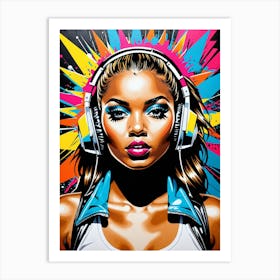 Graffiti Mural Of Beautiful Hip Hop Girl 60 Art Print