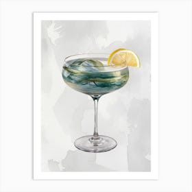 Cocktail in a Glass Watercolor Painting Art Print