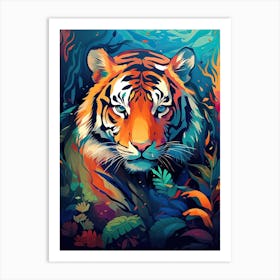 Tiger Art In Color Field Painting Style 2 Art Print