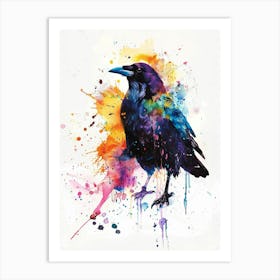 Crow Colourful Watercolour 3 Art Print