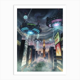 Aliens In Tokyo Art Print