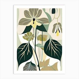 Mayapple Wildflower Modern Muted Colours 2 Art Print