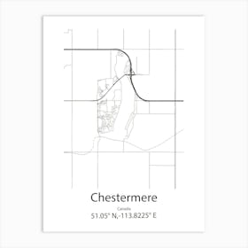 Chestermere,Canada Minimalist Map Art Print