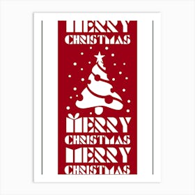 Red Christmas Banner Sign Art Print