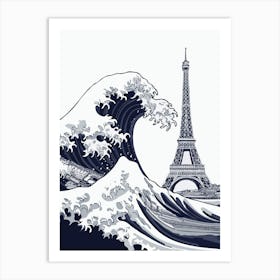 Eiffel Tower And Wave Art Print