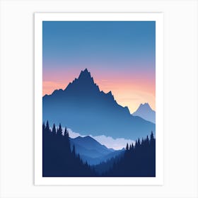 Misty Mountains Vertical Composition In Blue Tone 107 Art Print