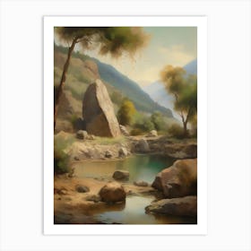 Forest Lake,Vintage Oil Painting,Farm Wall Decorations,Vintage Landscape,Vintage Landscape Oil Painting.30 Art Print