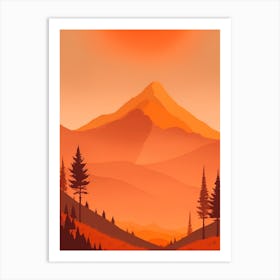 Misty Mountains Vertical Composition In Orange Tone 101 Art Print