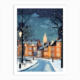Winter Travel Night Illustration Belfast Northern Ireland 7 Art Print