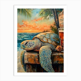 Sea Turtle At The Beach Bar 9 Art Print