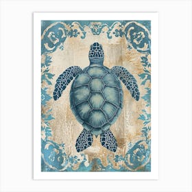 Ornamental Blue Sea Turtle Art Print