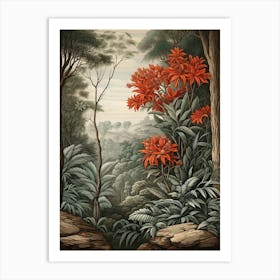 Vintage Jungle Botanical Illustration Jungle Flame 3 Art Print