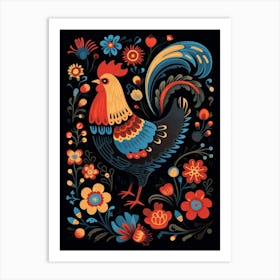Folk Bird Illustration Chicken 3 Art Print