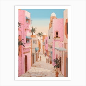 Djerba Tunisia 3 Vintage Pink Travel Illustration Art Print