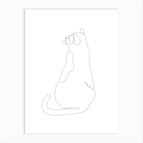 Cat One line drawing 1 Art Print