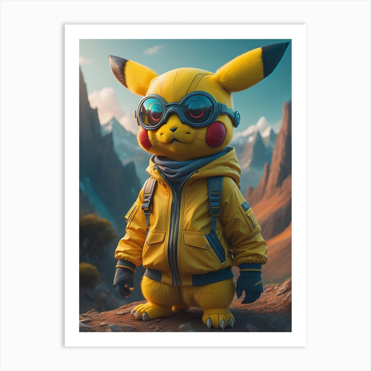 Pokemon Pikachu on a Mountain Art Print by 444Ax - Fy