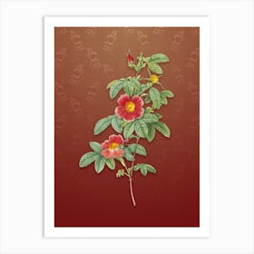 Vintage Single May Rose Botanical on Falu Red Pattern n.0867 Art Print