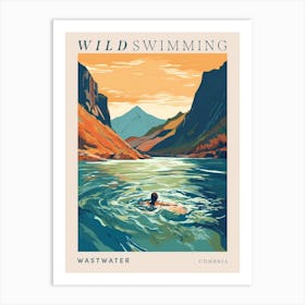 Wild Swimming At Wastwater Cumbria 2 Poster Art Print